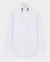 Alexander Mcqueen Men's Sailor Tattoo Rose Embroidery Shirt In Optical White In White