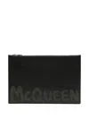 Alexander Mcqueen Leather Clutch With Mcqueen Graffiti Logo In Black