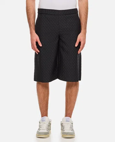 Alexander Mcqueen Black Viscose Blend Bermuda Shorts In Multi