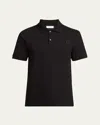Alexander Mcqueen Men's Short-sleeve Beaded Rose Piqué Polo Shirt In Black