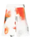 Alexander Mcqueen Men's Shorts Floral Allover Print In Whtredblck