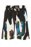 Alexander Mcqueen All-over Graffiti Acquerello Print Bermuda Shorts In Multicolor