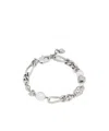 Alexander Mcqueen Skull And Pearl Bracelet In Metallic