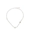 Alexander Mcqueen Necklace With Skulls And Pearls In Metallic