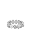 Alexander Mcqueen Palladium-plated Skull And Pearl Ring In Silver
