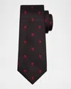 Alexander Mcqueen Skull Silk Tie In Black/lust Red