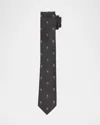 Alexander Mcqueen Men's Skull & Polka Dot Tie In Charcoal M.grey