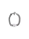 Alexander Mcqueen Men Skull Bracelet In Metallic