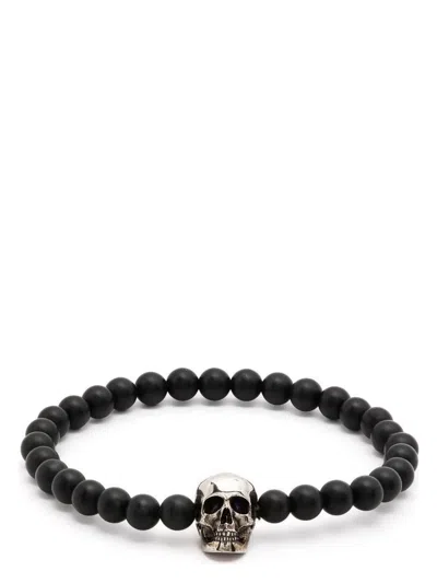 ALEXANDER MCQUEEN MEN'S SKULL BRACELET WITH PEARLS
