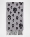 Alexander Mcqueen Men's Skull Double-face Wool And Cashmere Scarf In Gray