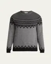 Alexander Mcqueen Mcqueen Skull Fair Isle Wool Crewneck Sweater In Gray