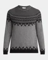 Alexander Mcqueen Mcqueen Skull Fair Isle Wool Crewneck Sweater In Gray