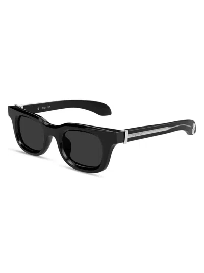 Alexander Mcqueen Men's Skull Hardware 46mm Square Sunglasses In Neutral