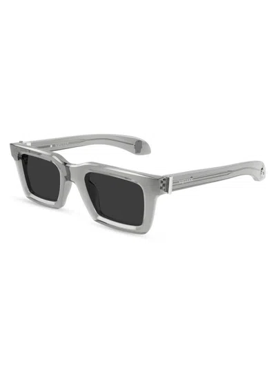 Alexander Mcqueen Men's Skull Hardware 50mm Square Sunglasses In Gray