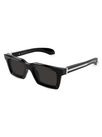 Alexander Mcqueen Men's Skull Hardware 60mm Square Sunglasses In Gray