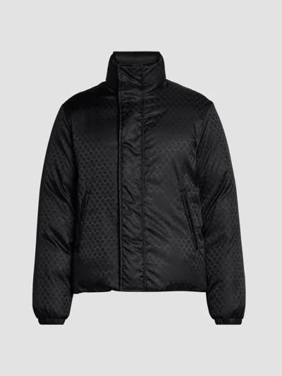 Alexander Mcqueen Men's Skull Jacquard Nylon Coat In Black