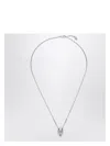 Alexander Mcqueen Silver Colored Chain Necklace With Skull In Polished Brass Man