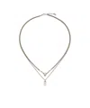 Alexander Mcqueen Men's Skull  Pearl Layered Chain Necklace In Palladium In Silver