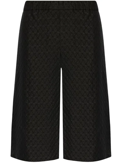 Alexander Mcqueen Black Viscose Blend Bermuda Shorts In Multi