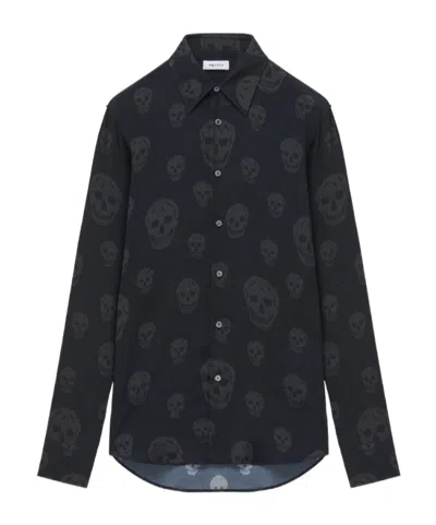 Alexander Mcqueen Skull Print Shirt In Blue