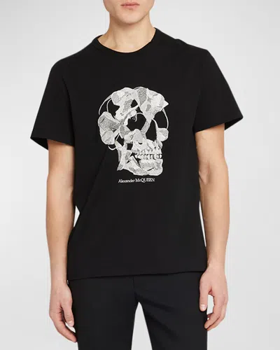 Alexander Mcqueen Men's Skull-print T-shirt In Black