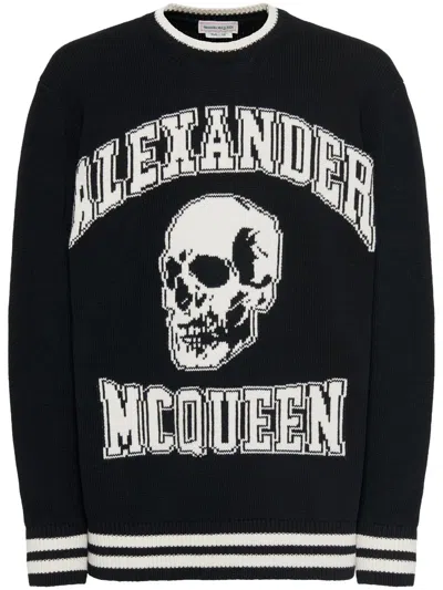 Alexander Mcqueen Men's Skull Print Wool Jumper In Black