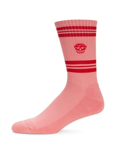 Alexander Mcqueen Men's Skull Ribbed Crew Socks In Red ModeSens