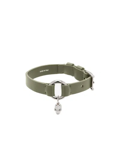 Alexander Mcqueen Men's Skull Ring Bracelet In Green