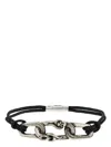Alexander Mcqueen Rope Loop Bracelet With Brass Detail In Nero