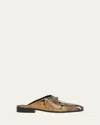 Alexander Mcqueen Men's Snake-effect Leather Mules In Brown