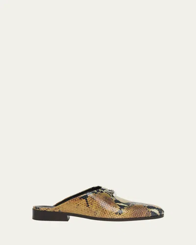 Alexander Mcqueen Men's Snake-effect Leather Mules