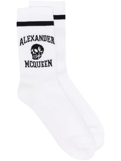Alexander Mcqueen Men Socks With Logo In White