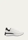 Alexander Mcqueen Men's Sprint Leather And Mesh Low-top Sneakers In Whtblkslv