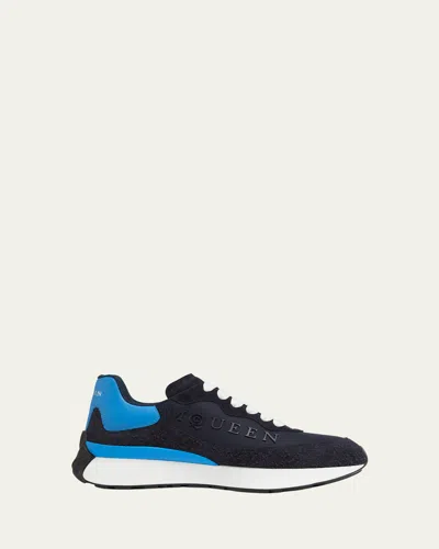 Alexander Mcqueen Men's Sprint Runner Mixed Media Sneakers In Blue