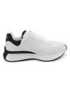 Alexander Mcqueen Men's Sprint Leather And Mesh Low-top Sneakers In Whtblkslv