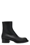 Alexander Mcqueen Black Leather Stack Ankle Boots In Black