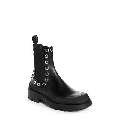Pre-owned Alexander Mcqueen Men's Stacked Chelsea Boot Black Silver, Eur 42 Us 9