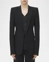 Alexander Mcqueen Stacked Shoulder Single-breasted Jacket In Black