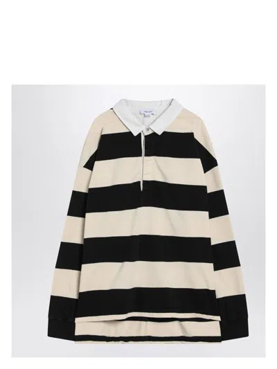 ALEXANDER MCQUEEN MEN'S STRIPED POLO SHIRT BLACK/IVORY | SIZE LARGE | 809764QXABW