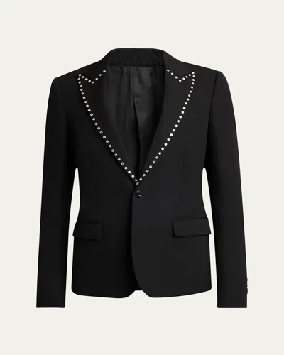 Alexander Mcqueen Men's Studded-lapel Dinner Jacket In Black