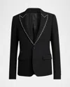 Alexander Mcqueen Wool Studded Blazer In Black