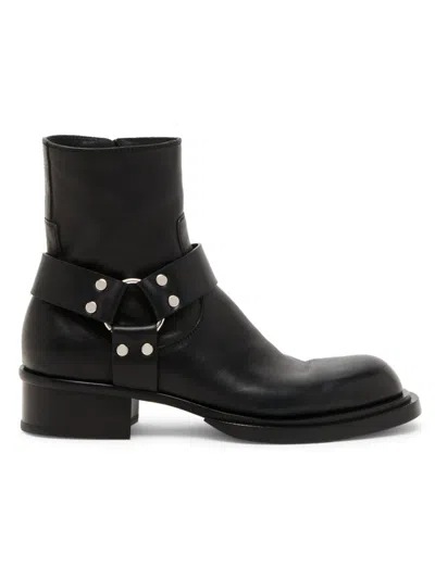 Alexander Mcqueen Men's Studded Leather Ankle Boots In Black Silver