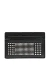 Alexander Mcqueen Black Card-holder With Silver-finished Studs In Leather Man In Multicolor