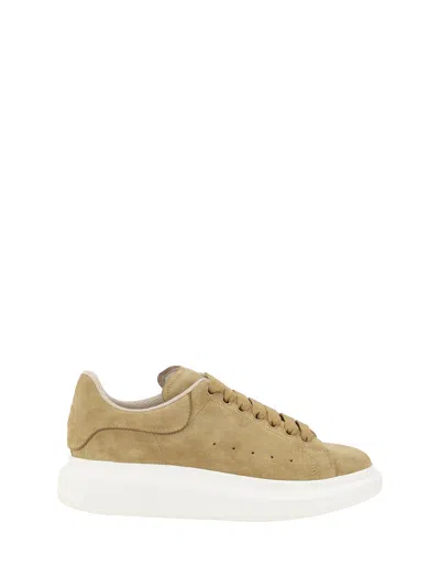 Alexander Mcqueen Men Suede Leather Sneakers In Beige