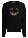 Alexander Mcqueen Crew Neck Embroidered Knit Sweatshirt In Black