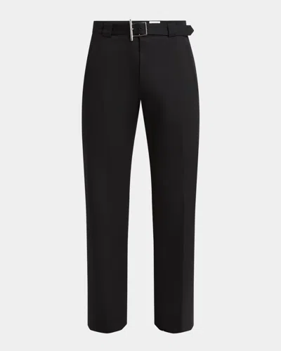 Alexander Mcqueen Men's T-bar Belted Trousers In Black