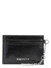 Alexander Mcqueen Sling Chain Crackled Leather Card Holder