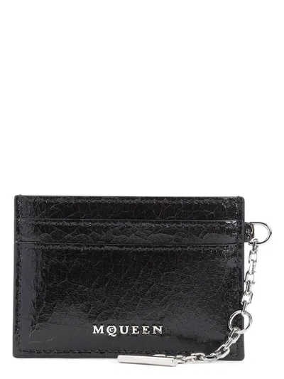 ALEXANDER MCQUEEN MEN'S T-BAR CREDIT CARD HOLDER BLACK/CARAMEL | 8050631AAUE