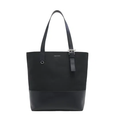 Alexander Mcqueen Men's T-bar Shopper In Black