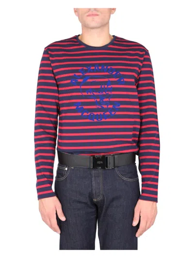 ALEXANDER MCQUEEN MEN'S T SHIRT WITH FLOCKED LOGO